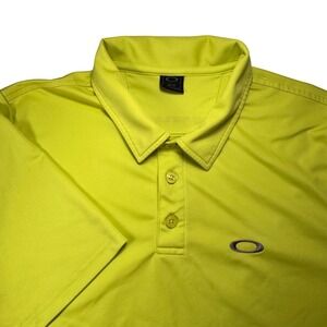 Oakley Mens Neon Lime Green Short Sleeve Golf Polo Shirt Size Medium Polyester